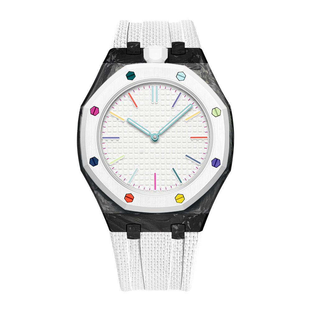 Carbon Fiber Case & FKM Strap For AP x Swatch Royal Pop Huit Blanc
