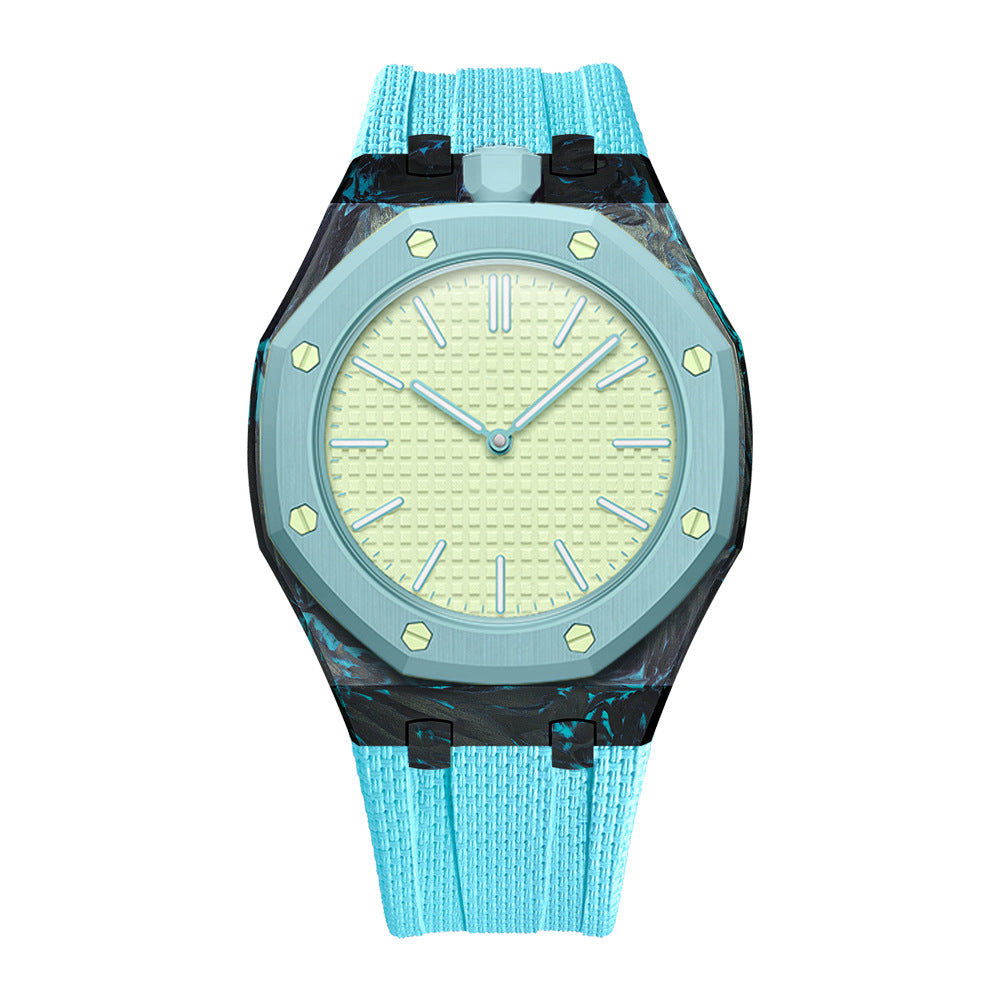 Carbon Fiber Case &  Textured FKM Strap For AP x Swatch Royal Pop Blaue Acht