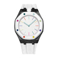 Carbon Fiber Case & Textured FKM Strap For AP x Swatch Royal Pop Huit Blanc