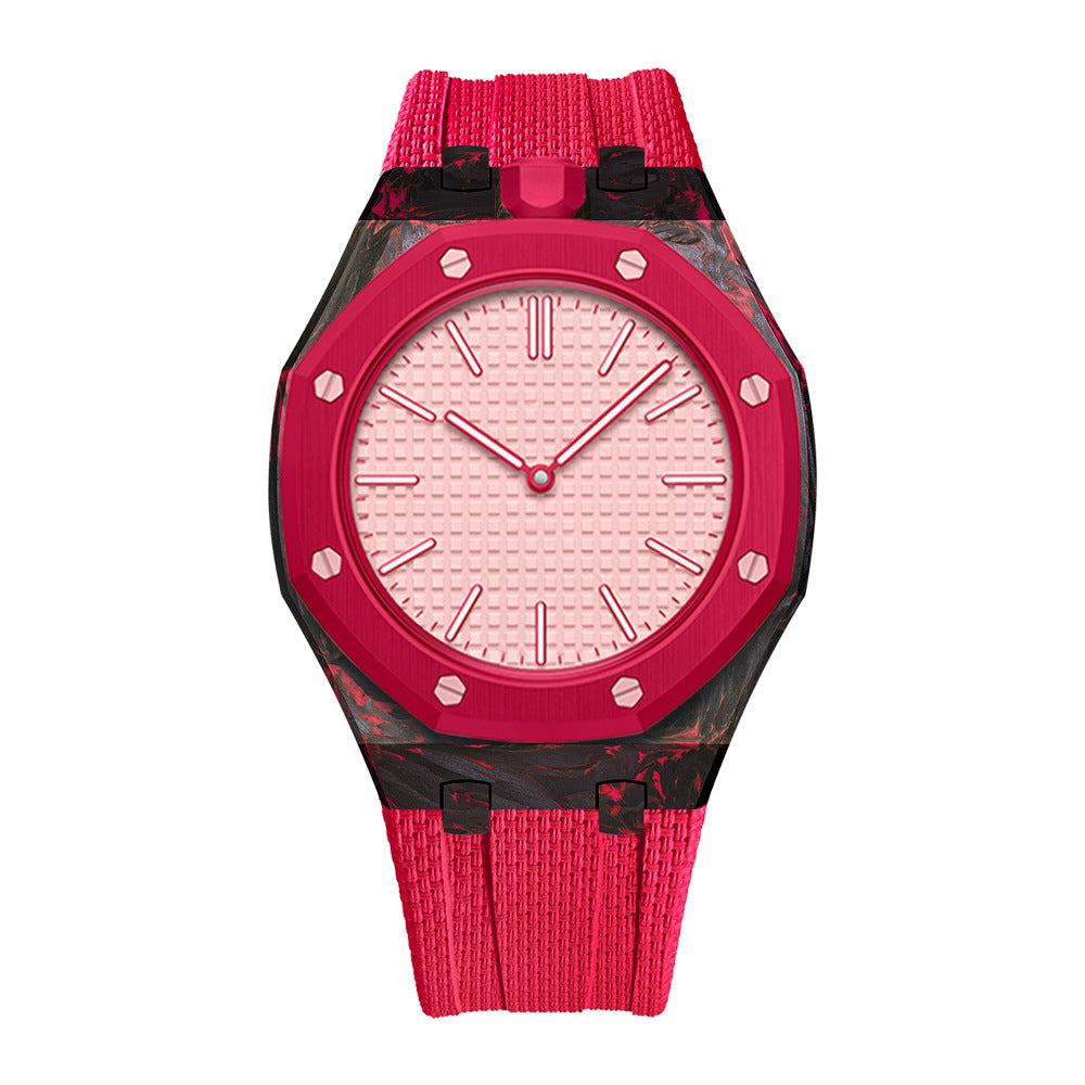 Carbon Fiber Case & Textured FKM Strap For AP x Swatch Royal Pop Otto Rosso